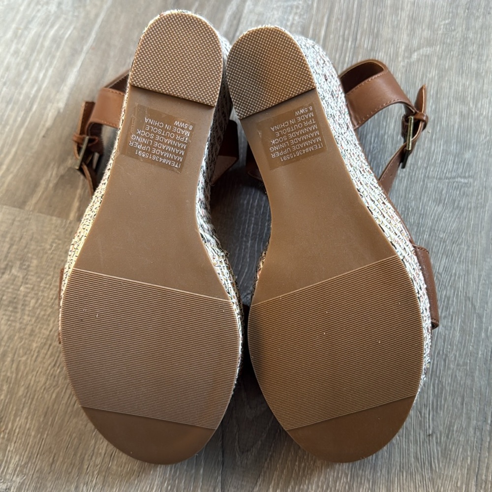 TORRID Brown Dual Strap Multi Colored Espadrille Wedge Sandals NWT - Picture 7 of 8